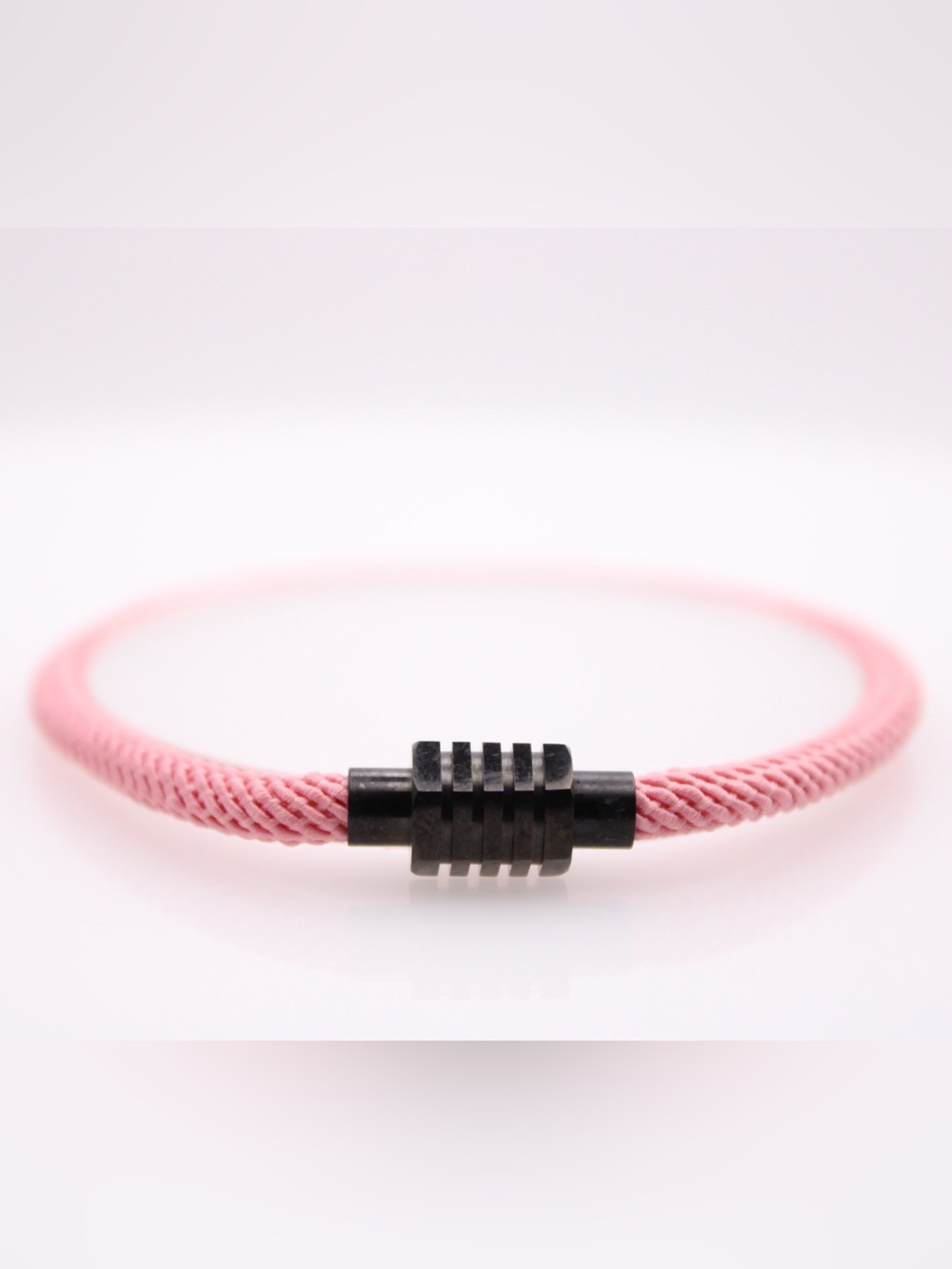 Pink Woven Cord Bracelet with Black Magnetic Clasp